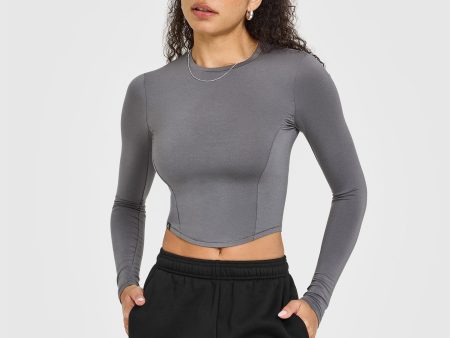 Mellow Soft Mid Long Sleeve Top | Ash Grey on Sale