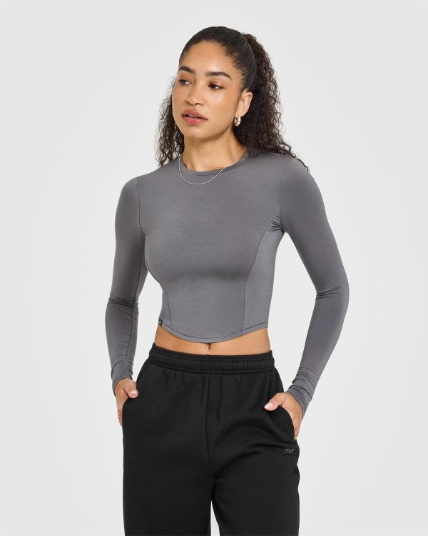 Mellow Soft Mid Long Sleeve Top | Ash Grey on Sale