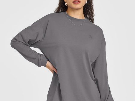 Classic Oversized Lightweight Long Sleeve Top | Ash Grey Sale