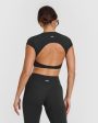 SoftMotion Short Sleeve Crop Top | Soft Black Fashion