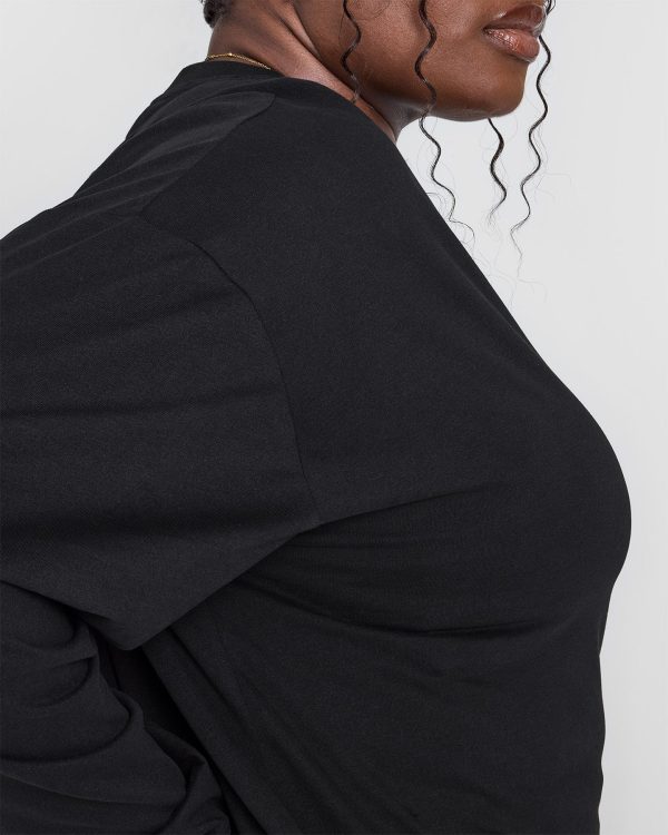 Classic Oversized Lightweight Long Sleeve Top | Black For Discount