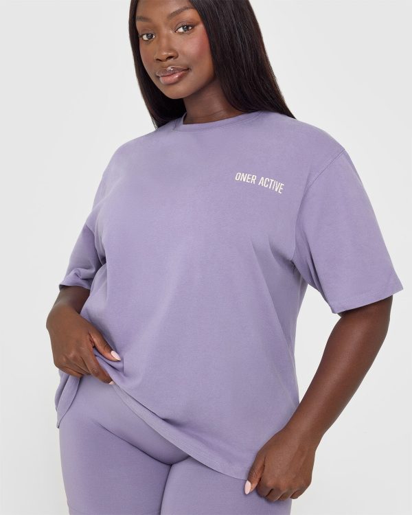 Oversized Graphic Washed T-Shirt | Soft Purple Sale