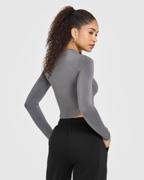 Mellow Soft Mid Long Sleeve Top | Ash Grey on Sale