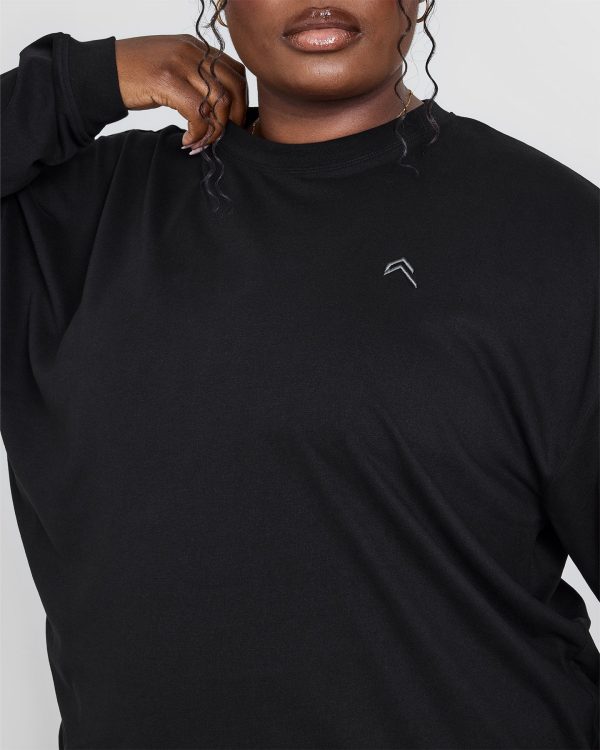 Classic Oversized Lightweight Long Sleeve Top | Black For Discount