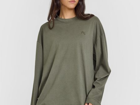 Classic Oversized Lightweight Long Sleeve Top | Alpine Green Online