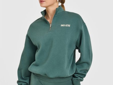 Foundations 1 4 Zip Sweatshirt With Printed Graphic | Iced Green Fashion