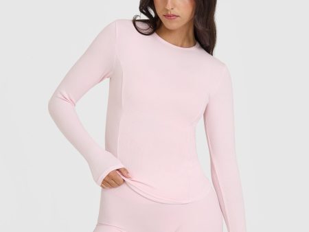 Mellow Rib Long Sleeve Top | Ballet Pink on Sale