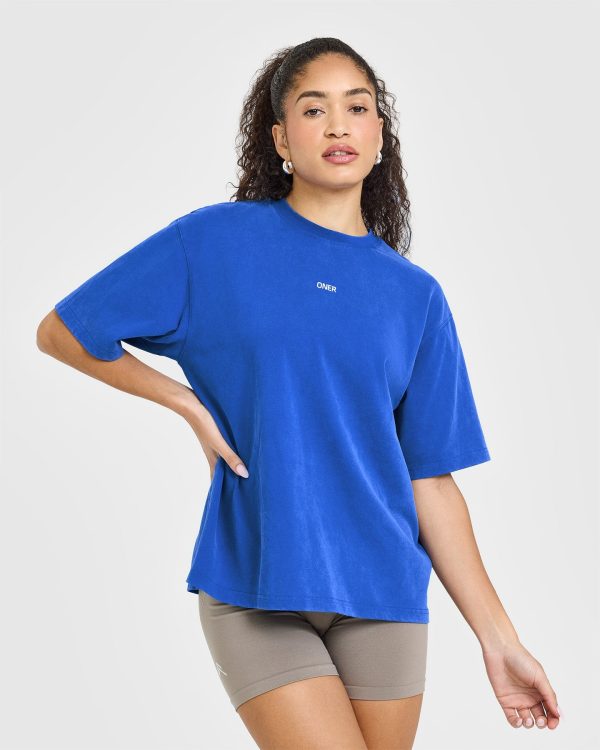 Raising The Bar Oversized Washed T-Shirt | Cobalt Blue Hot on Sale