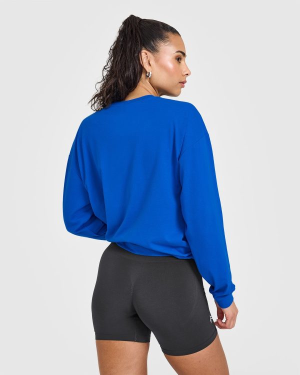 Classic Oversized Lightweight Long Sleeve Top | Cobalt Blue Hot on Sale