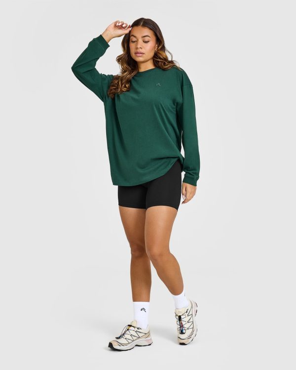 Classic Oversized Lightweight Long Sleeve Top | Racing Green Online Sale