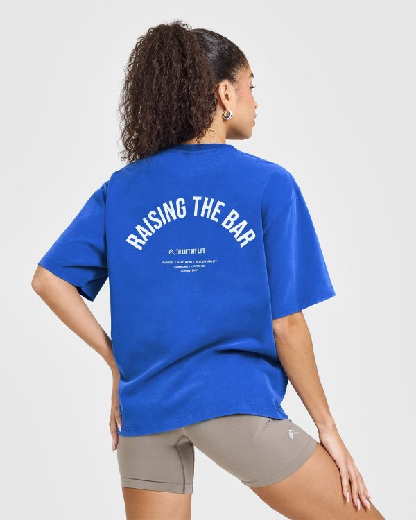 Raising The Bar Oversized Washed T-Shirt | Cobalt Blue Hot on Sale