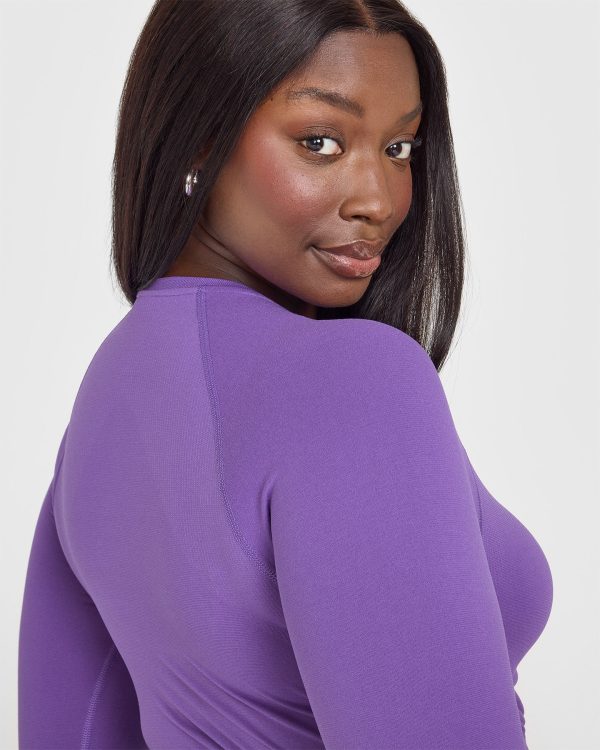 Go To Seamless Fitted Crop Long Sleeve Top | Iris Purple For Discount