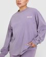 Oversized Graphic Washed Long Sleeve Top | Soft Purple Online now