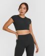 SoftMotion Short Sleeve Crop Top | Soft Black Fashion