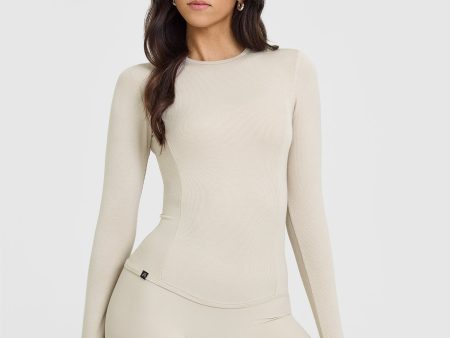 Mellow Rib Long Sleeve Top | Sand Discount