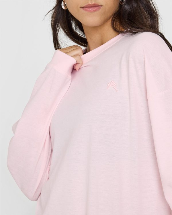 Classic Oversized Lightweight Long Sleeve Top | Ballet Pink Cheap