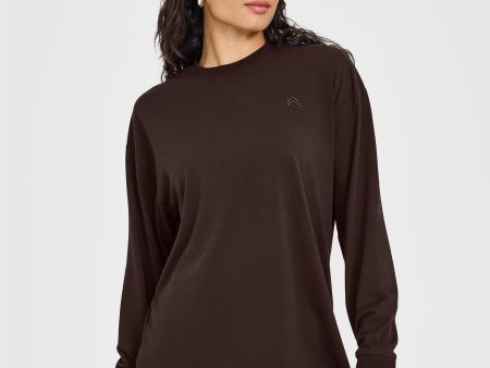 Classic Oversized Lightweight Long Sleeve Top | 70% Cocoa Online now