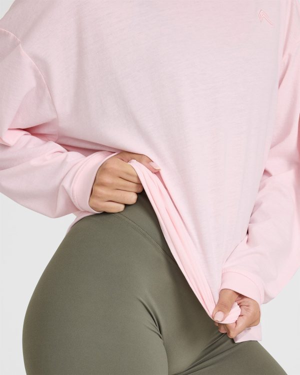 Classic Oversized Lightweight Long Sleeve Top | Ballet Pink Cheap