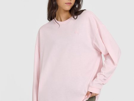 Classic Oversized Lightweight Long Sleeve Top | Ballet Pink Cheap