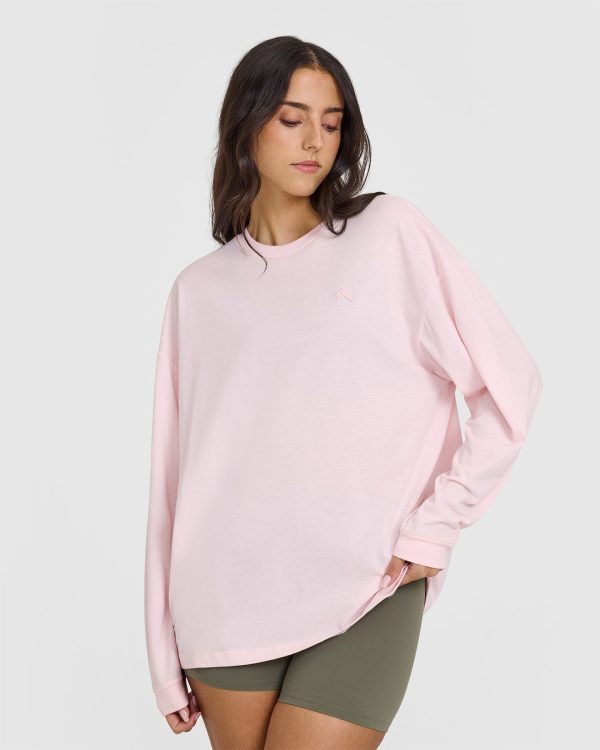 Classic Oversized Lightweight Long Sleeve Top | Ballet Pink Cheap