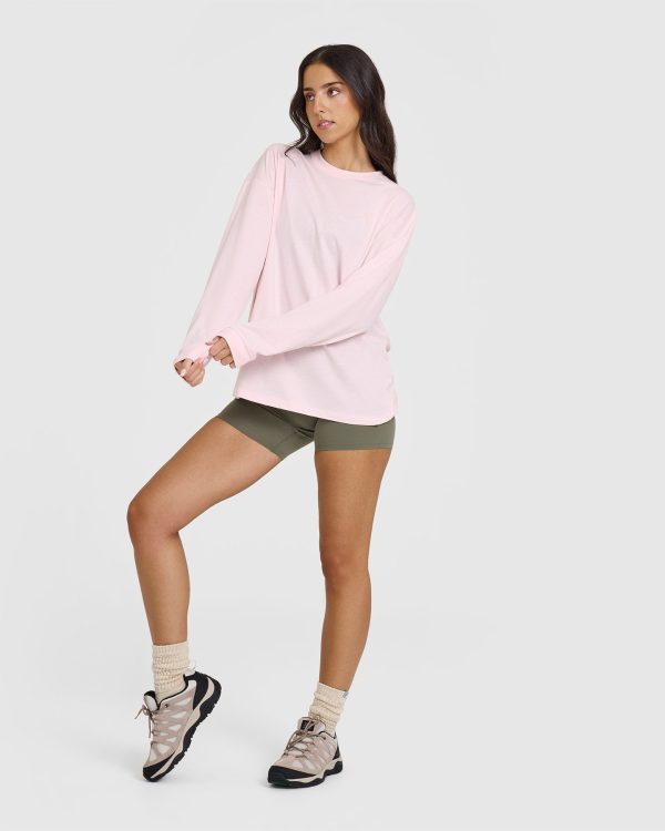 Classic Oversized Lightweight Long Sleeve Top | Ballet Pink Cheap