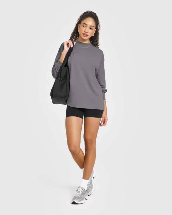 Classic Oversized Lightweight Long Sleeve Top | Ash Grey Sale