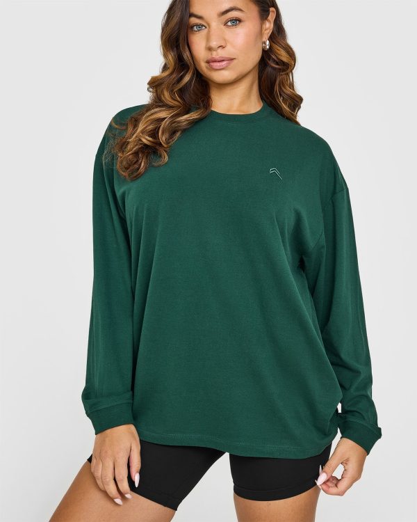 Classic Oversized Lightweight Long Sleeve Top | Racing Green Online Sale