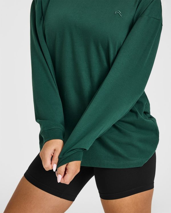 Classic Oversized Lightweight Long Sleeve Top | Racing Green Online Sale