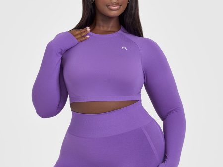 Go To Seamless Fitted Crop Long Sleeve Top | Iris Purple For Discount