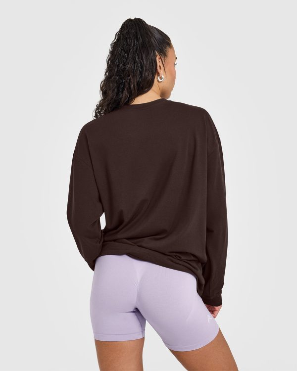 Classic Oversized Lightweight Long Sleeve Top | 70% Cocoa Online now