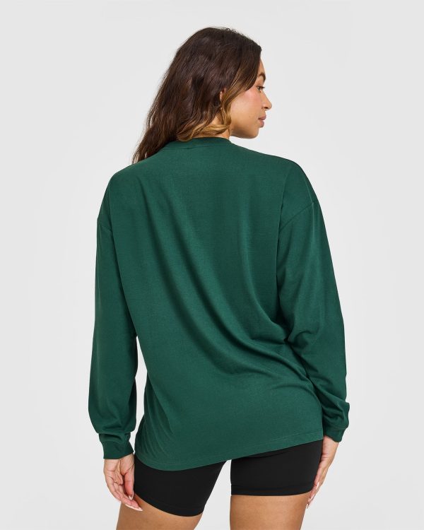 Classic Oversized Lightweight Long Sleeve Top | Racing Green Online Sale