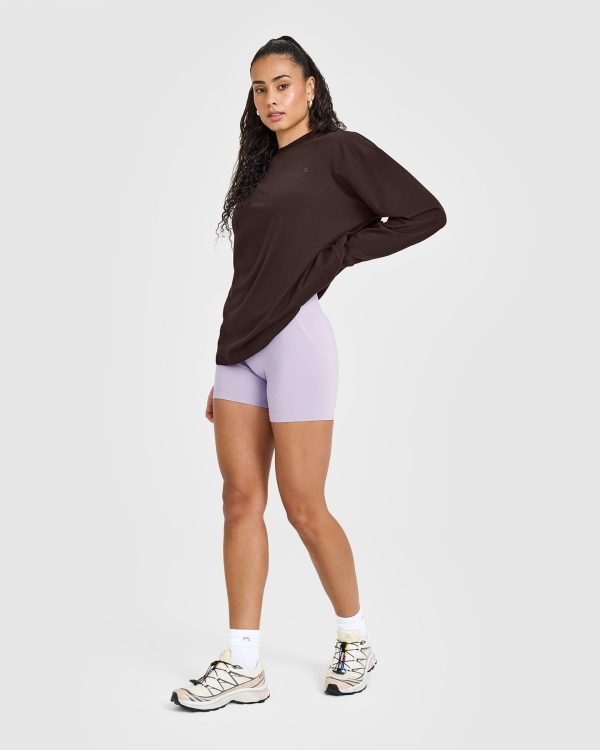 Classic Oversized Lightweight Long Sleeve Top | 70% Cocoa Online now