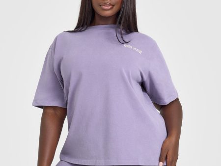 Oversized Graphic Washed T-Shirt | Soft Purple Sale