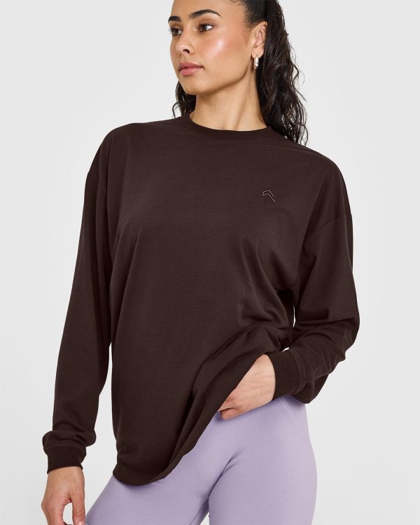 Classic Oversized Lightweight Long Sleeve Top | 70% Cocoa Online now