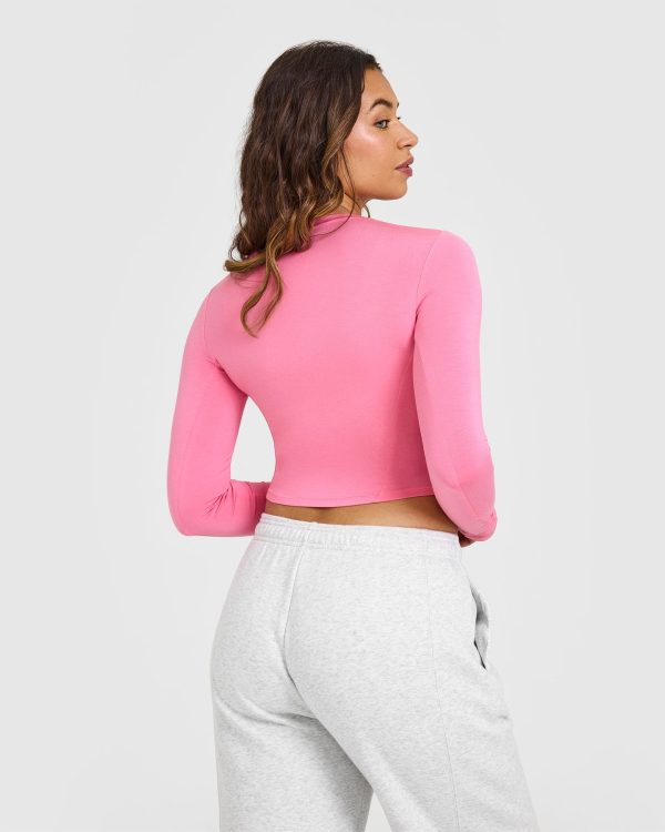 Mellow Soft Mid Long Sleeve Top | Peony Pink Supply