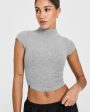 Mellow Rib Mid Mock Neck T-Shirt | Charcoal Marl Sale