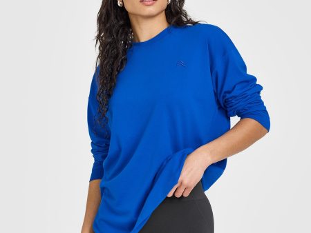 Classic Oversized Lightweight Long Sleeve Top | Cobalt Blue Hot on Sale