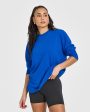 Classic Oversized Lightweight Long Sleeve Top | Cobalt Blue Hot on Sale