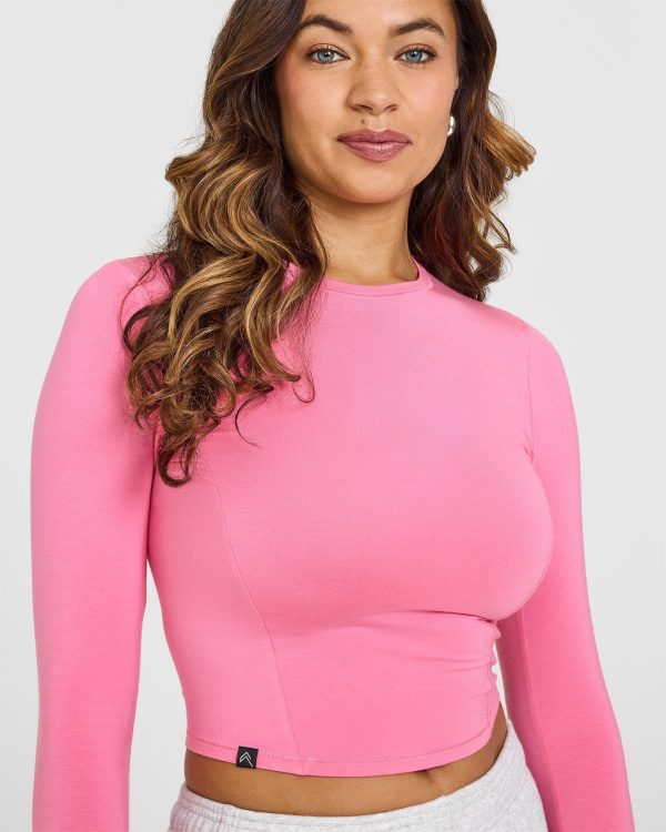 Mellow Soft Mid Long Sleeve Top | Peony Pink Supply