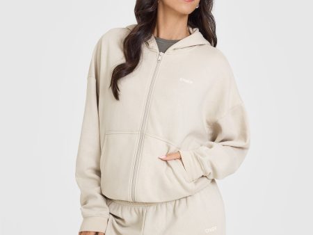 Mid Weight Zip Through Hoodie | Sand Hot on Sale