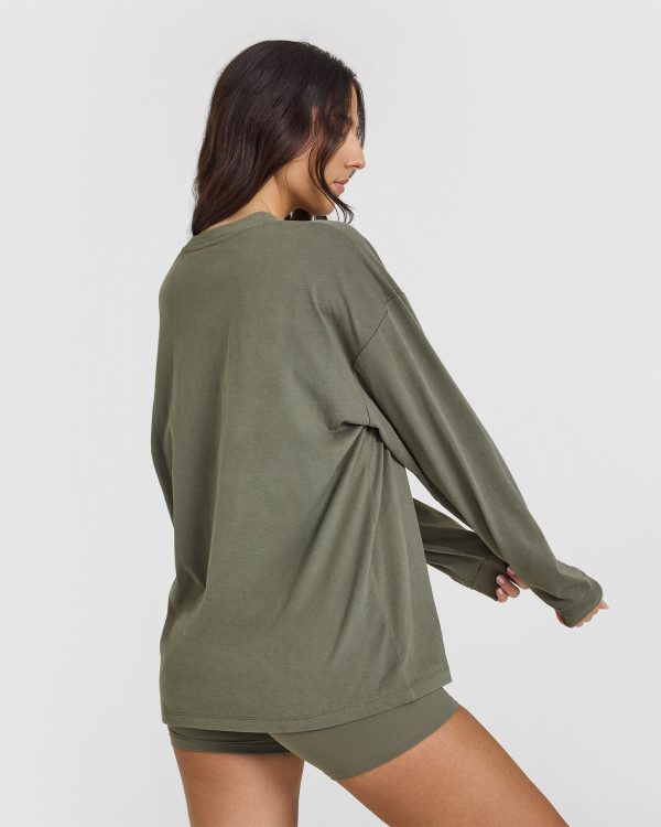 Classic Oversized Lightweight Long Sleeve Top | Alpine Green Online