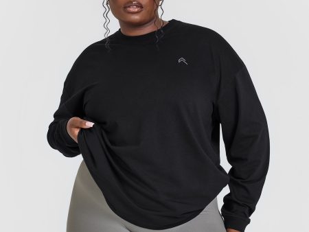 Classic Oversized Lightweight Long Sleeve Top | Black For Discount