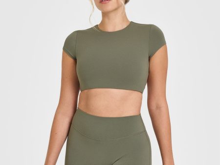 SoftMotion Short Sleeve Crop Top | Alpine Green Online now